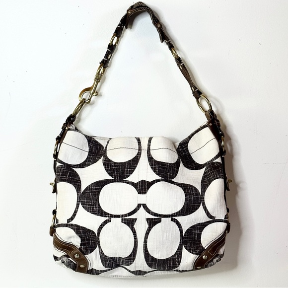 Coach Legacy Cotton Carly Bag Brown Leather Brass Hardware No. A07743-10795 - Picture 3 of 12